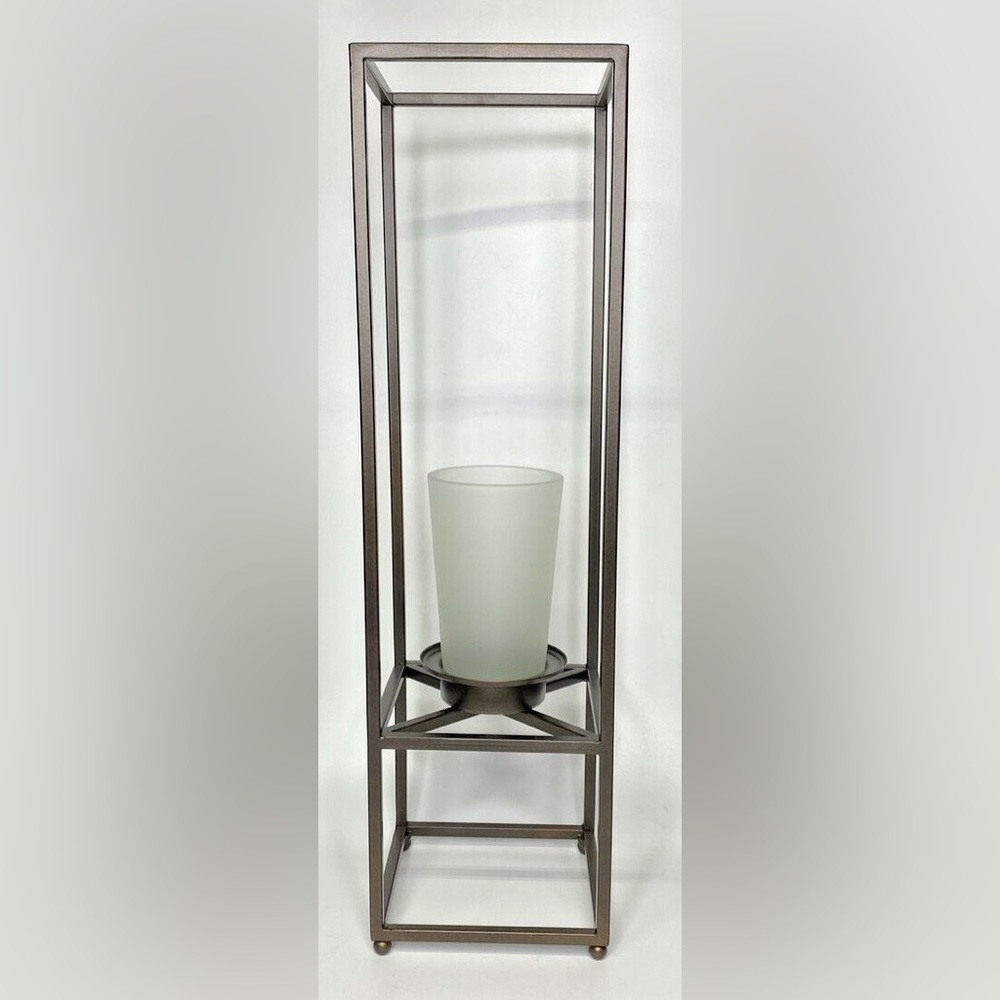 Retired PartyLite P91165T candle holder/stand large with glass globe 17.5Lx5w